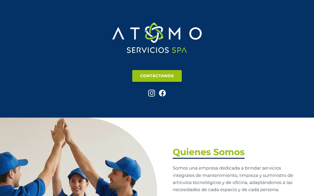 Landing de Átomo Servicios, empresa de servicios integrales por Sopunto