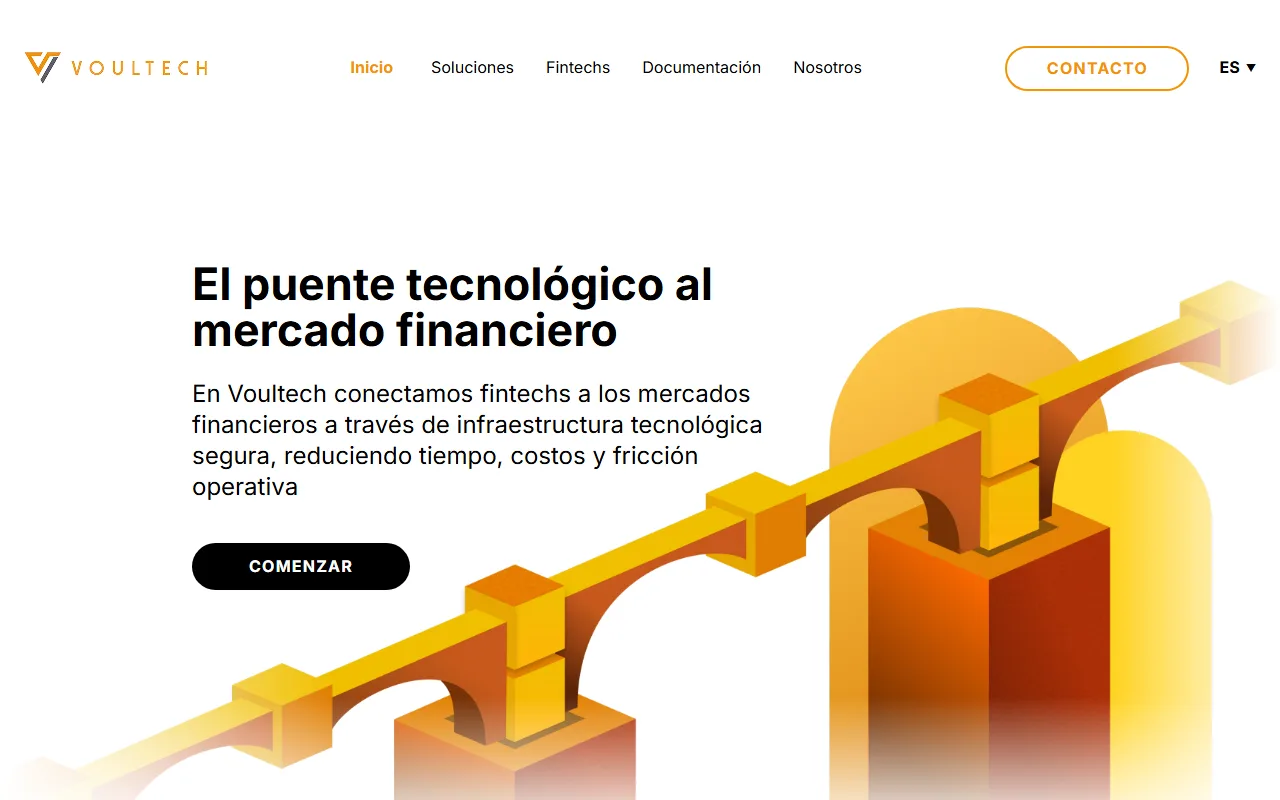 Sitio web de Voultech, plataforma fintech IaaS desarrollada por Sopunto
